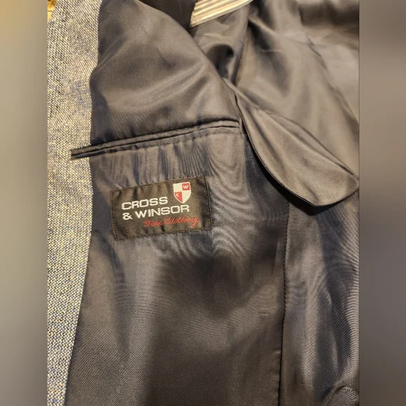 Men's Gray & Blue Accent Blazer - Picture 5 of 5